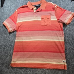 Sean John Red and Orange Striped Polo Shirt